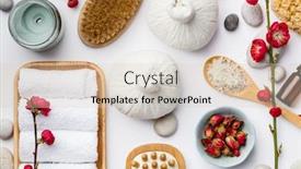  Presentation with natural cosmetic - Colorful PPT layouts enhanced with spa-treatment-concept-flat-lay backdrop and a soft green colored foreground