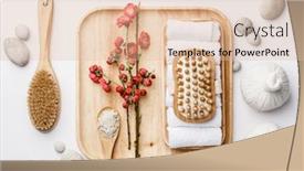  Presentation with natural cosmetic - Presentation theme enhanced with spa-treatment-concept-flat-lay background and a lemonade colored foreground