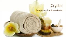  Presentation with treatment - Colorful presentation theme enhanced with spa treatment isolated on white backdrop and a cream colored foreground