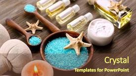  Presentation with treatment - Audience pleasing PPT theme consisting of spa treatment on wooden background backdrop and a tawny brown colored foreground