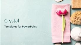  Presentation with flat lay of female sport - Beautiful slides featuring spa treatment set with pink backdrop and a sky blue colored foreground