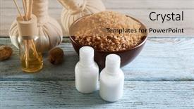  Presentation with oils - Audience pleasing slides consisting of spa treatment with sea salt backdrop and a coral colored foreground