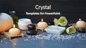  Presentation with blue spa - Amazing slide set having spa treatments on blue wooden backdrop and a dark gray colored foreground