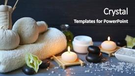  Presentation with blue spa - Beautiful presentation theme featuring spa treatments on blue wooden backdrop and a dark gray colored foreground