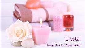  Presentation with spa - Audience pleasing PPT layouts consisting of spa treatments on light background backdrop and a sky blue colored foreground