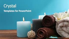  Presentation with blue spa - Slide deck enhanced with spa treatments on wooden table background and a teal colored foreground