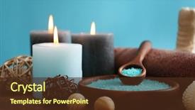  Presentation with blue spa - Audience pleasing presentation theme consisting of spa treatments on wooden table backdrop and a tawny brown colored foreground