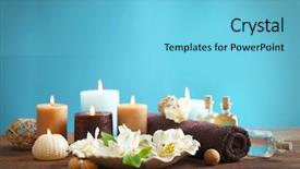  Presentation with blue spa - Amazing theme having spa treatments on wooden table backdrop and a light blue colored foreground