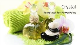  Presentation with cymbidium orchid - Colorful presentation design enhanced with spa treatments with orchid flower backdrop and a blonde colored foreground