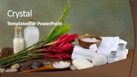  Presentation with natural spa resort - Cool new PPT theme with spa tropical resort and wellness backdrop and a violet colored foreground