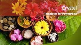  Presentation with food in banana leaf - Presentation design with spa tropical setting on banana background and a crimson colored foreground