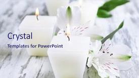  Presentation with white candles - Presentation featuring spa white - beautiful candles with flowers background and a sky blue colored foreground