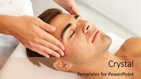  Presentation with indian head massage - Beautiful PPT layouts featuring spa white - man having head massage close backdrop and a coral colored foreground
