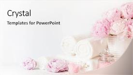  Presentation with peony - Audience pleasing theme consisting of spa with peony flowers beauty backdrop and a white colored foreground