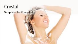  Presentation with hair spa - Colorful presentation theme enhanced with spa woman soaping her hair backdrop and a sky blue colored foreground
