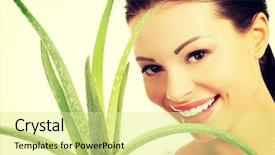  Presentation with aloe vera - Audience pleasing PPT theme consisting of spa woman with aloe vera backdrop and a blonde colored foreground