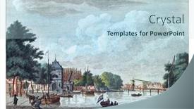  Presentation with engraving - PPT layouts having spaarne-in-haarlem-vintage-engraving background and a light blue colored foreground