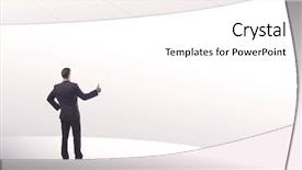  Presentation with space suit - Audience pleasing PPT theme consisting of space background with curved lines backdrop and a  colored foreground