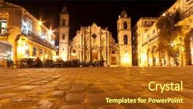  Presentation with square - Slide deck with space colony - cathedral of havana and its background and a tawny brown colored foreground