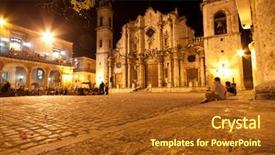  Presentation with colonial - Colorful PPT theme enhanced with space colony - cathedral of havana and its backdrop and a tawny brown colored foreground