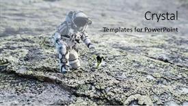  Presentation with space colony - Theme featuring space colony - there is life on moon background and a light gray colored foreground