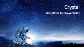  Presentation with moon - Amazing PPT theme having space colony - there is life on moon backdrop and a navy blue colored foreground