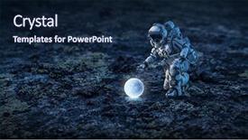  Presentation with space colony - Cool new slide deck with space colony - there is life on moon backdrop and a navy blue colored foreground