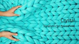  Presentation with knitted knitting needle - Cool new theme with space craft - knitted woolen background backdrop and a cyan colored foreground