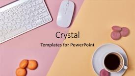  Presentation with internet cafe - Cool new presentation theme with space design element for menu backdrop and a coral colored foreground