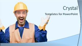  Presentation with senior worker - Amazing slide set having space engineering - senior engineer man construction worker backdrop and a sky blue colored foreground