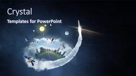  Presentation with exploration - Colorful PPT theme enhanced with space-exploration-concept-mixed-media backdrop and a wine colored foreground