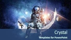  Presentation with outer space - Presentation with space fantasy image with astronaut background and a ocean colored foreground