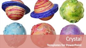  Presentation with planets - Presentation having space fantasy six planets handmade background and a coral colored foreground