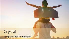  Presentation with spaceman - Slide deck featuring space flight - father and his child playing background and a lemonade colored foreground