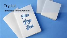  Presentation with white blank notebook silver - Audience pleasing slides consisting of space for logo on color backdrop and a light blue colored foreground