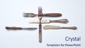  Presentation with knives - Slides enhanced with space for text old background and a sky blue colored foreground