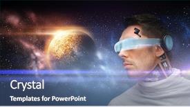  Presentation with nano technology - Slide set with space future technology and virtual background and a ocean colored foreground