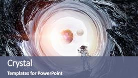  Presentation with outer space - PPT layouts enhanced with space hole and astronaut mixed background and a ocean colored foreground