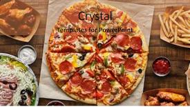  Presentation with food chicken - PPT theme having space junk - large table of assorted take background and a coral colored foreground