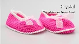  Presentation with crochet - PPT theme with space knitted baby booties crochet background and a light gray colored foreground