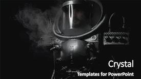  Presentation with space suit - Audience pleasing slide deck consisting of space man astronaut dressed backdrop and a black colored foreground