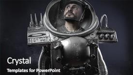  Presentation with space suit - Amazing PPT theme having space man astronaut dressed backdrop and a dark gray colored foreground