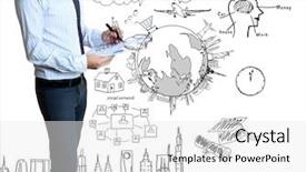  Presentation with marker - Colorful slide deck enhanced with space meeting - businessman with marker writing something backdrop and a white colored foreground