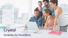  Presentation with casual young people - Presentation consisting of space meeting - young casual business people using background and a  colored foreground