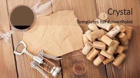  Presentation with corkscrew - Presentation theme having space over rustic wooden table background and a coral colored foreground
