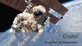  Presentation with international space station - Presentation enhanced with space over the planet earth background and a seafoam green colored foreground