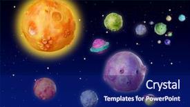  Presentation with space universe - Beautiful presentation theme featuring space planets fantasy handmade colorful backdrop and a navy blue colored foreground