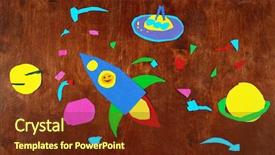  Presentation with alien - Beautiful slides featuring handmade universe - space rocket and planets solar backdrop and a tawny brown colored foreground