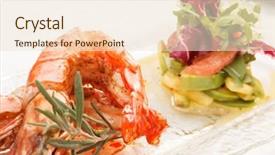  Presentation with shrimps - Slides featuring space rockets - shrimps with salad background and a  colored foreground