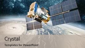  Presentation with monitoring - Amazing theme having space satellite monitoring from earth backdrop and a light gray colored foreground